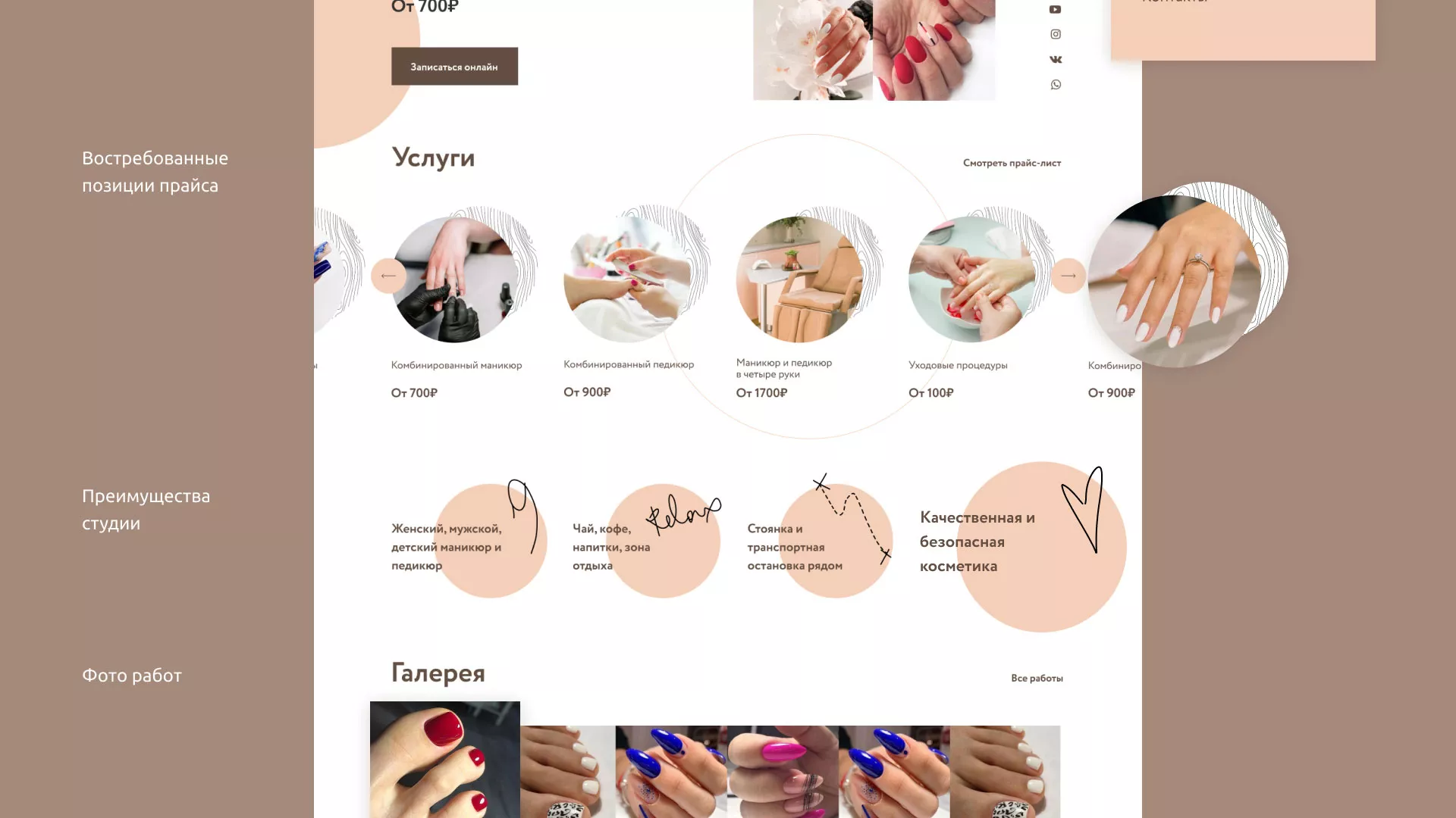 Разработка сайта для ногтевого сервиса «Пилорама» в Екатеринбурге